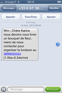 SCAM SMS Saint-Valentin iPhone
