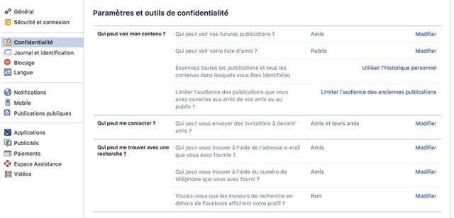 Confidentialité Facebook