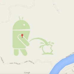 Google blushes over Google Maps showing Android icon peeing on Apple icon