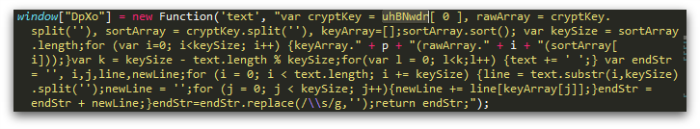 Figure 11: Substitution cipher used in Angler landing page.