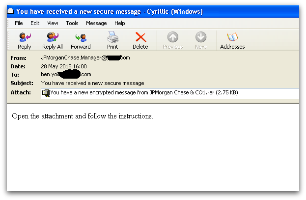 Cryptowall spam attachment