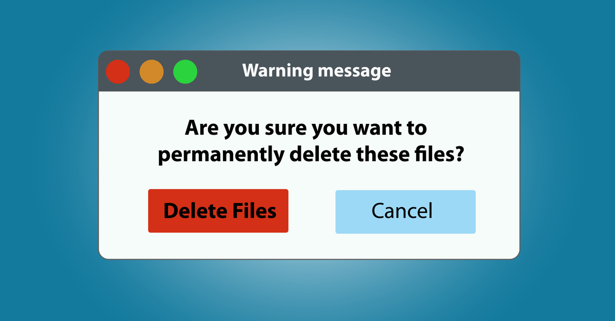 Dialog box asking "Are you sure you want to delete these files?"