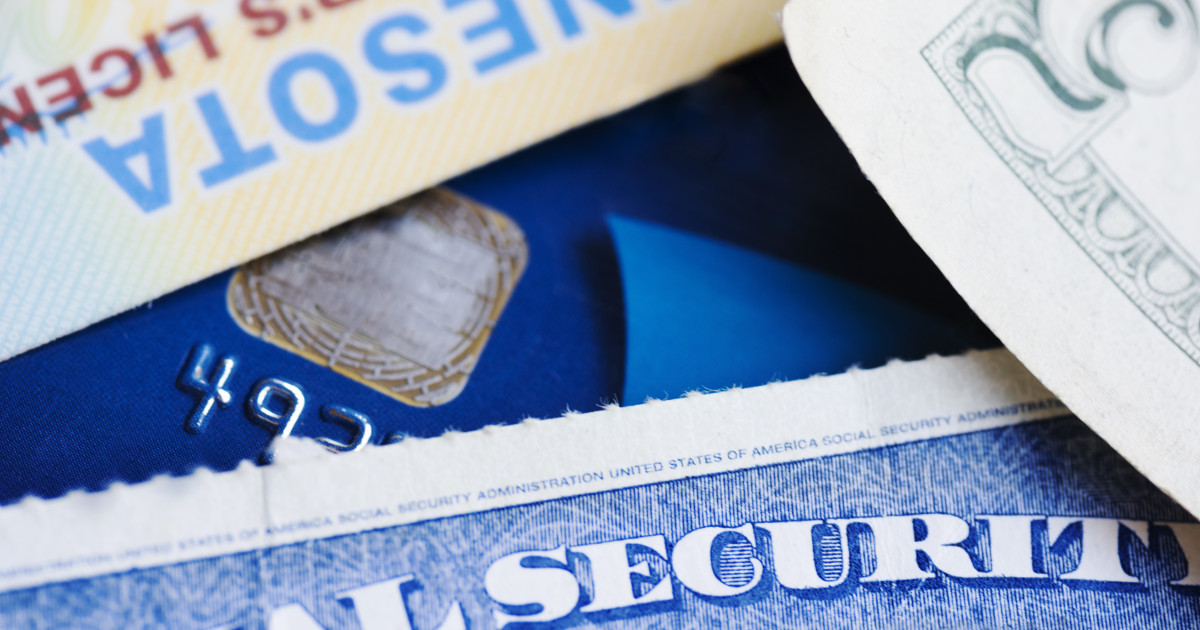 Drivers license, social security card and cash