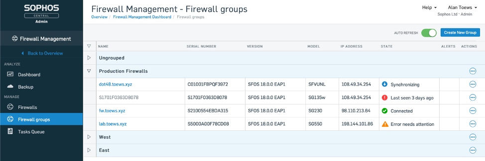 change ip sophos home firewall