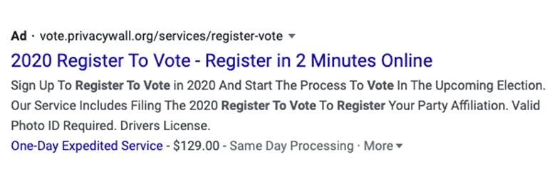 Illegal voting scam ad