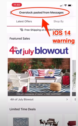 iOS 14 clipboard warnng
