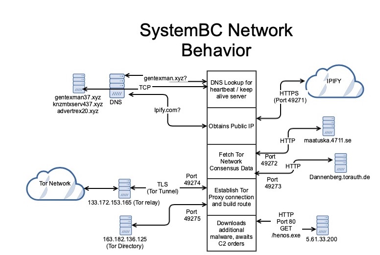 Flow chart of SystemBC network behavior