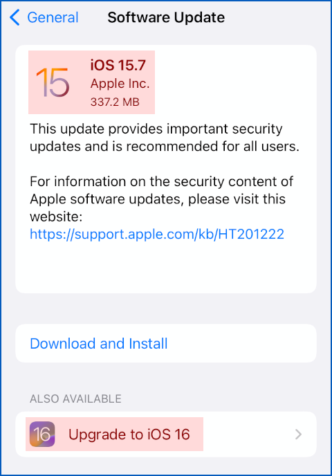Actualización iOS 16