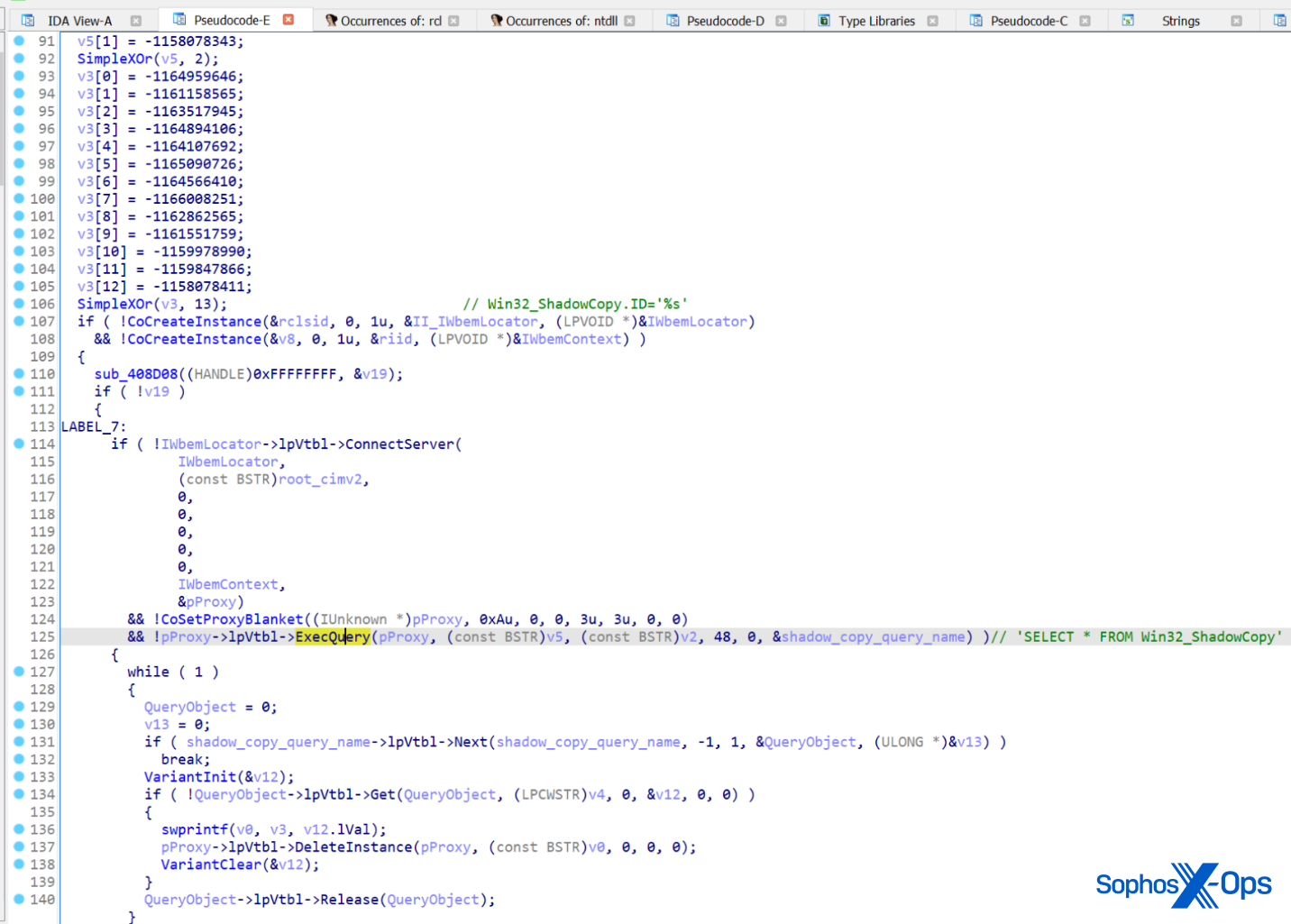 Screenshot of disassembler code