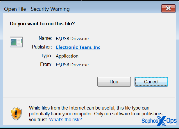 Screenshot of a Windows security warning