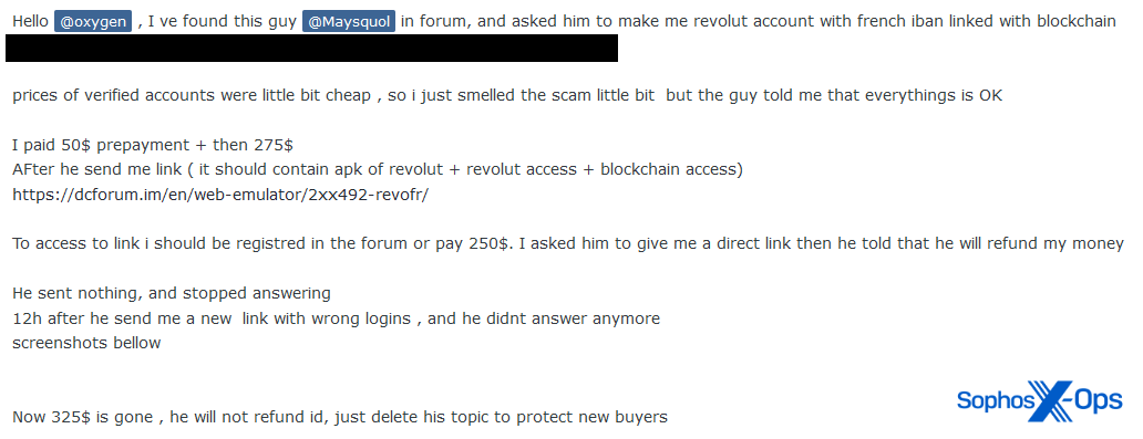 A scam report relating to a Direct Connection fake forum