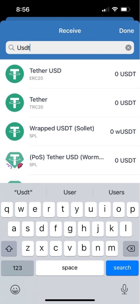 Figures 12, 13, 14, 15: Guiding the victim through moving Tether to Trust Wallet.