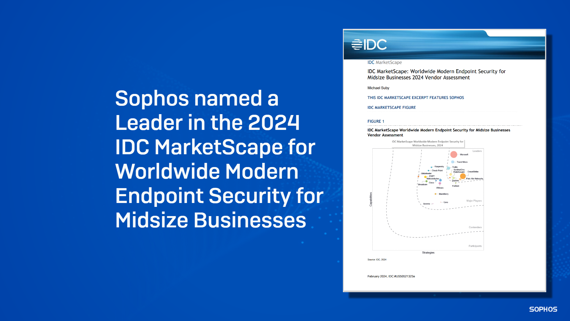Sophos named a Leader in the 2024 IDC MarketScape for Worldwide Modern
Endpoint Security for Midsize Businesses