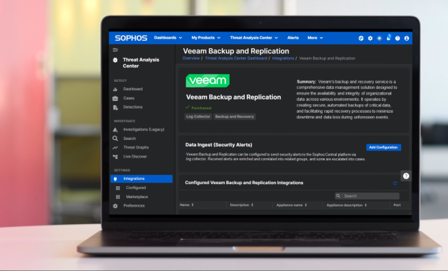 Sophos MDR and Sophos XDR now integrate with Veeam
