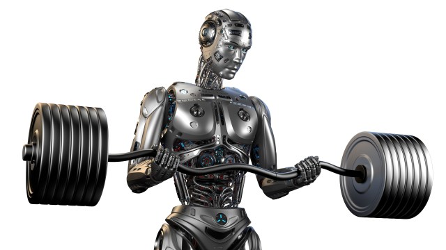 Robot lifting weights