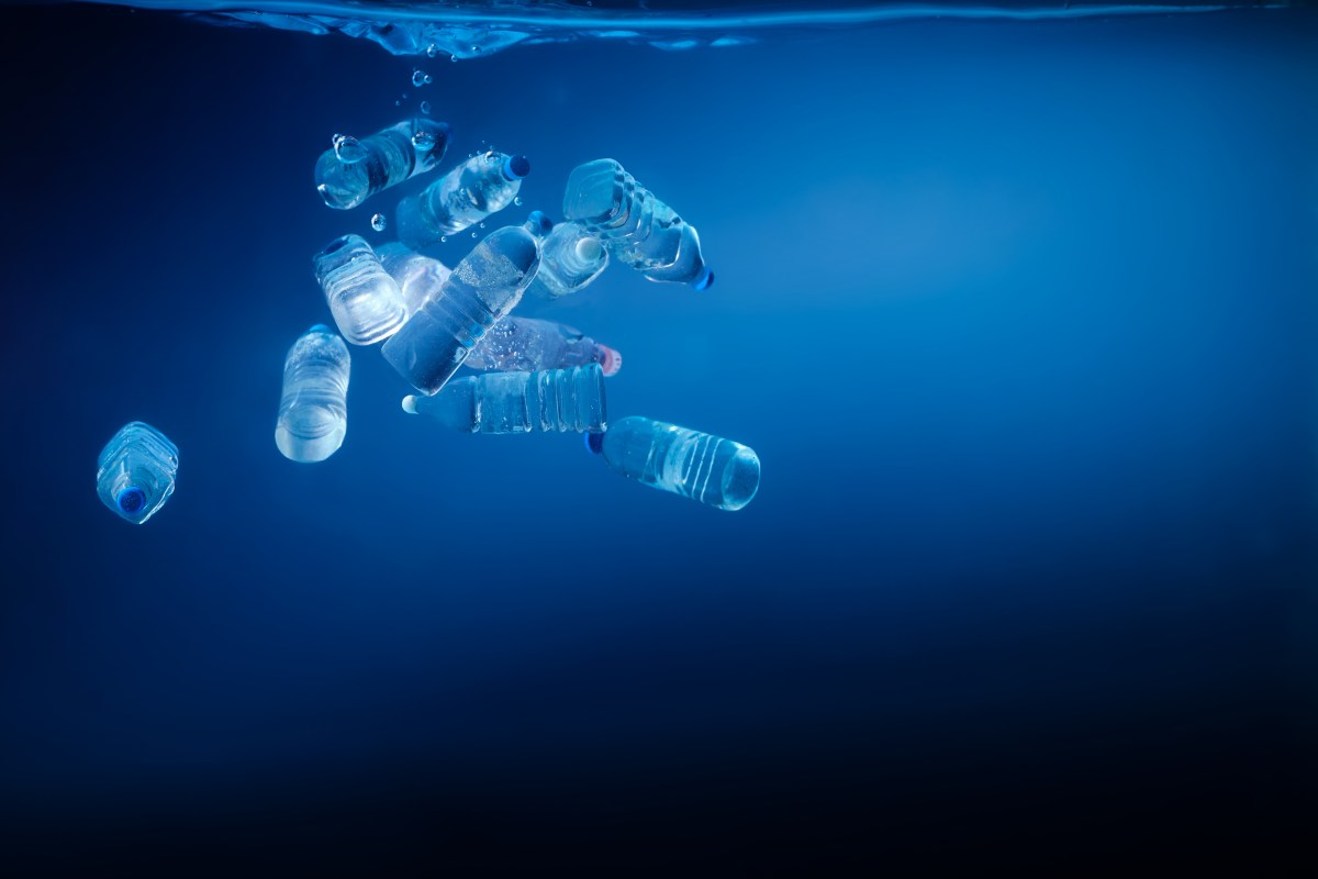 plastic bottles sinking in the ocean