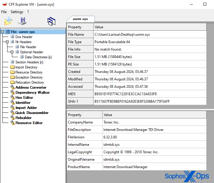 PoorTry driver properties shown in CFF Explorer